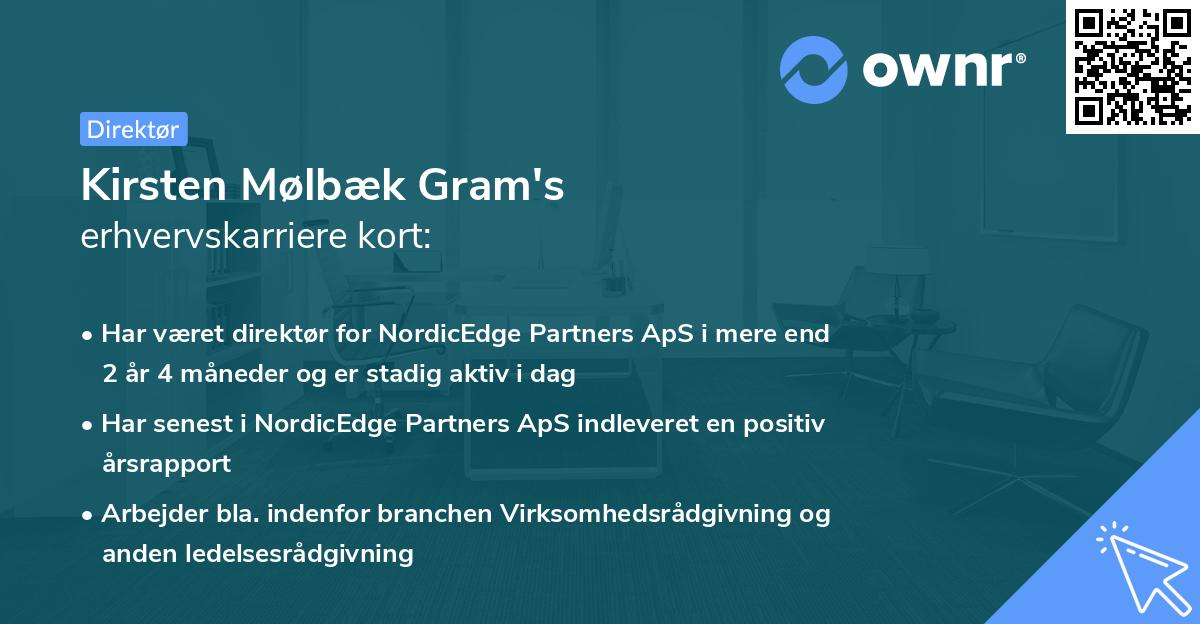 Kirsten Mølbæk Gram's erhvervskarriere kort