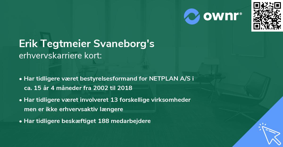 Erik Tegtmeier Svaneborg's erhvervskarriere kort