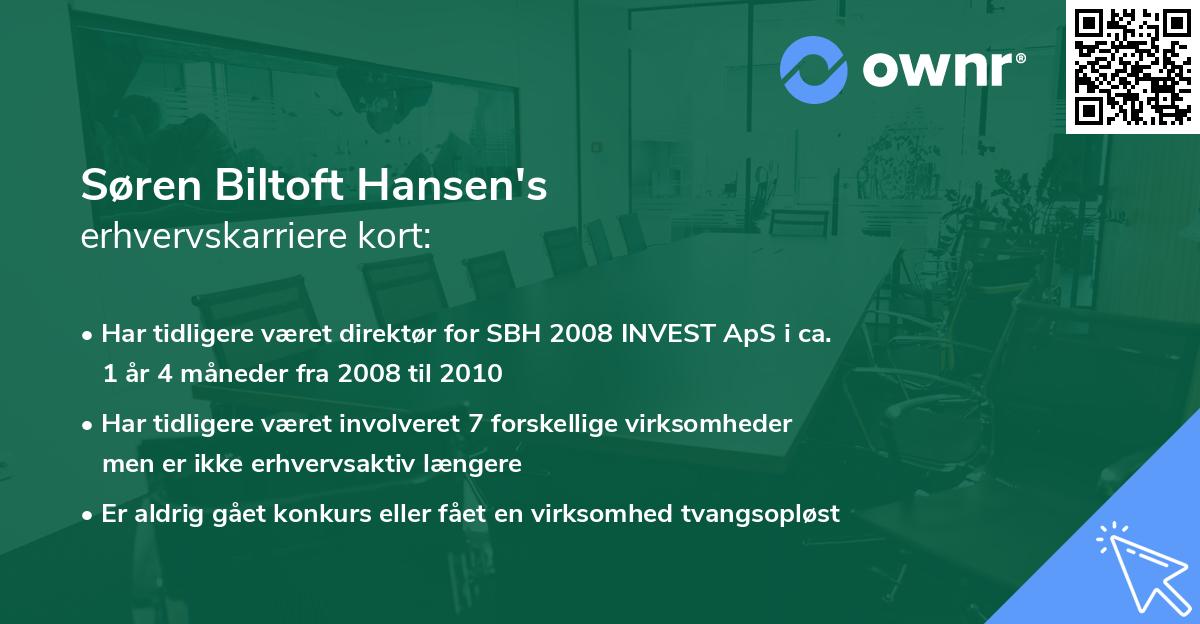 Søren Biltoft Hansen's erhvervskarriere kort