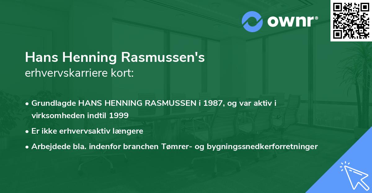 Hans Henning Rasmussen's erhvervskarriere kort
