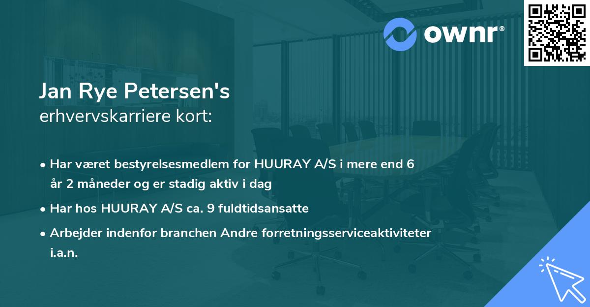 Jan Rye Petersen's erhvervskarriere kort