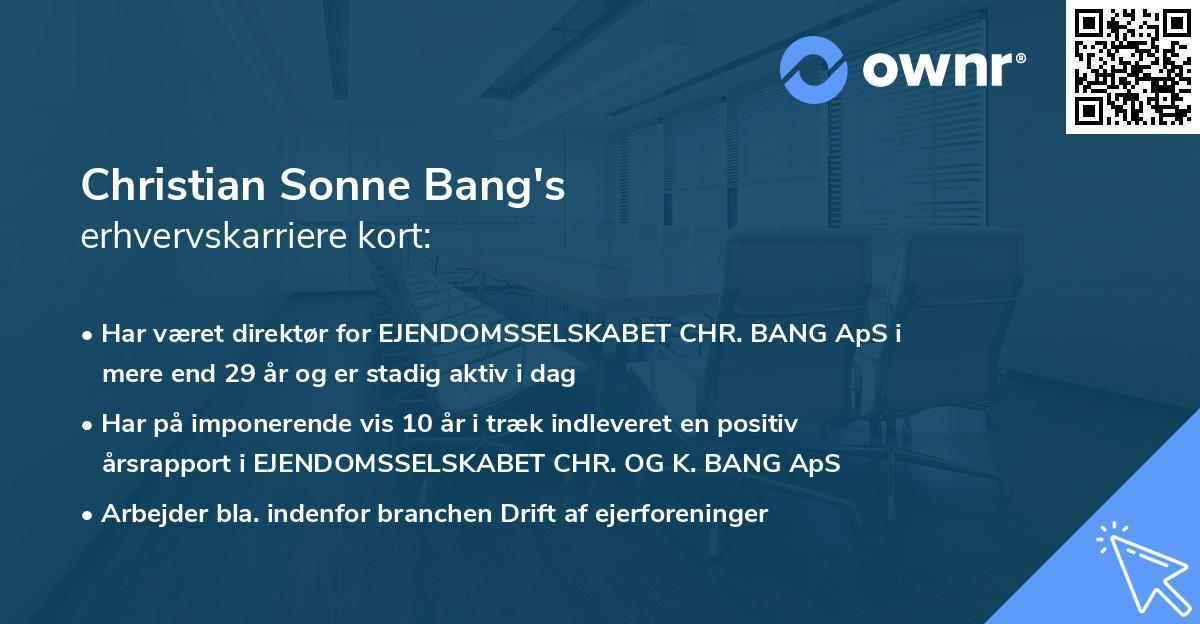 Christian Sonne Bang's erhvervskarriere kort