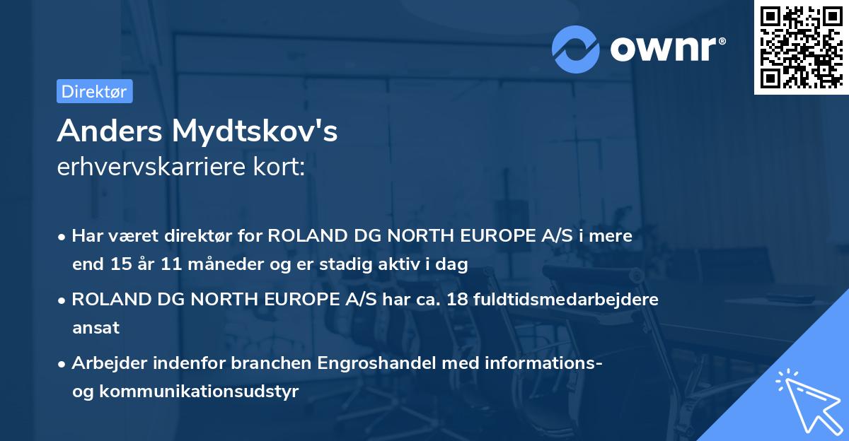 Anders Mydtskov's erhvervskarriere kort