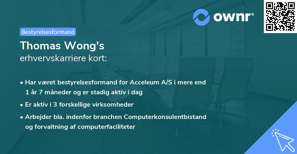 Thomas Wong's erhvervskarriere kort