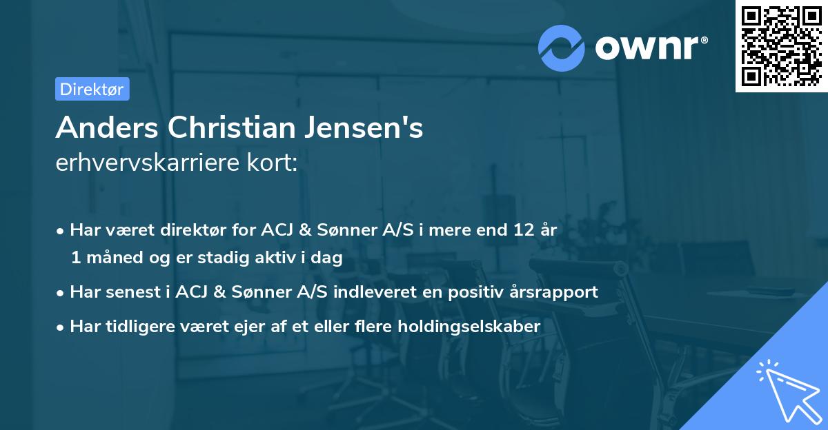 Anders Christian Jensen's erhvervskarriere kort