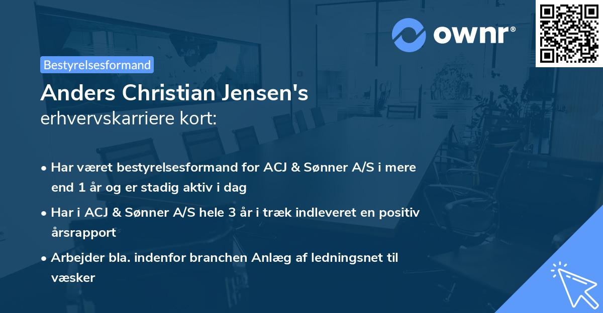 Anders Christian Jensen's erhvervskarriere kort
