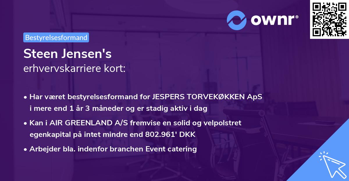 Steen Jensen's erhvervskarriere kort
