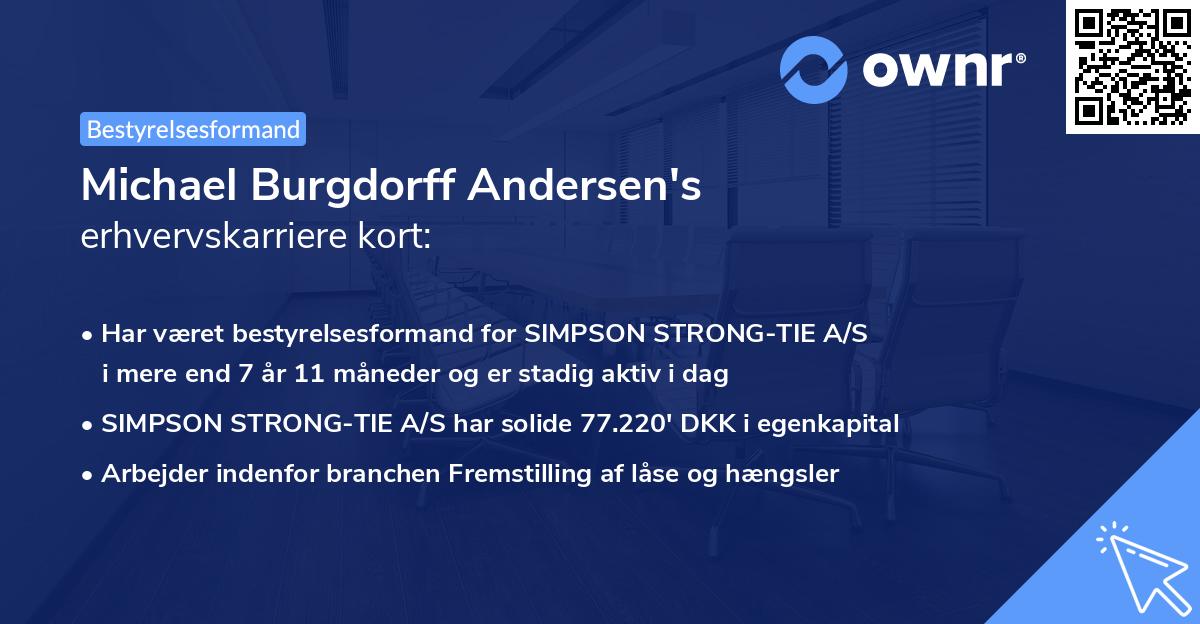 Michael Burgdorff Andersen's erhvervskarriere kort