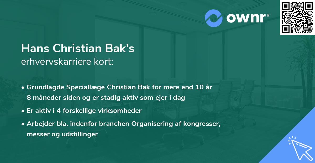 Hans Christian Bak's erhvervskarriere kort