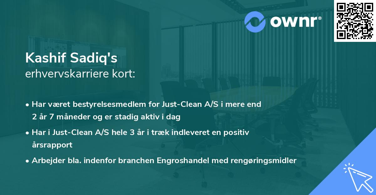 Kashif Sadiq's erhvervskarriere kort