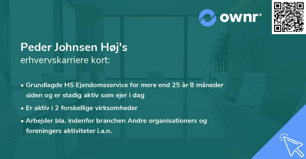 Peder Johnsen Høj's erhvervskarriere kort