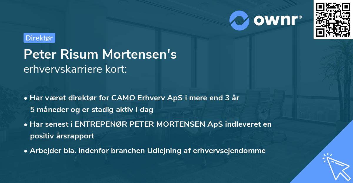 Peter Risum Mortensen's erhvervskarriere kort