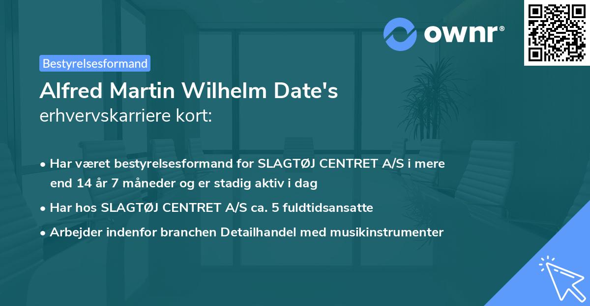 Alfred Martin Wilhelm Date's erhvervskarriere kort