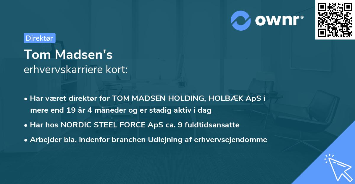 Tom Madsen's erhvervskarriere kort