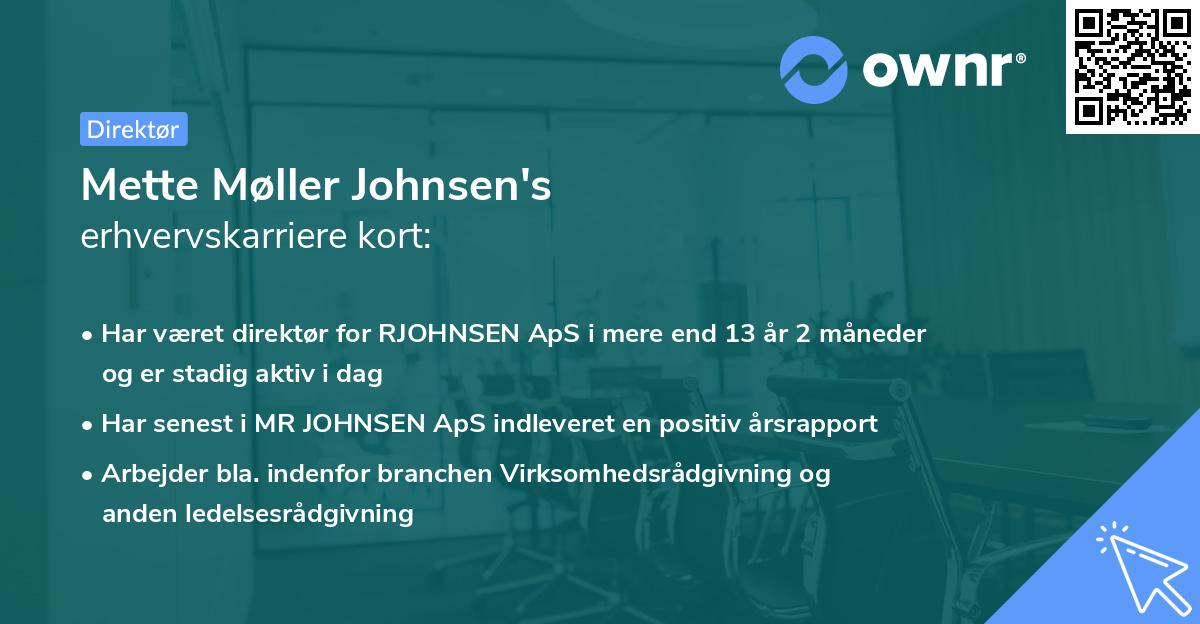 Mette Møller Johnsen's erhvervskarriere kort
