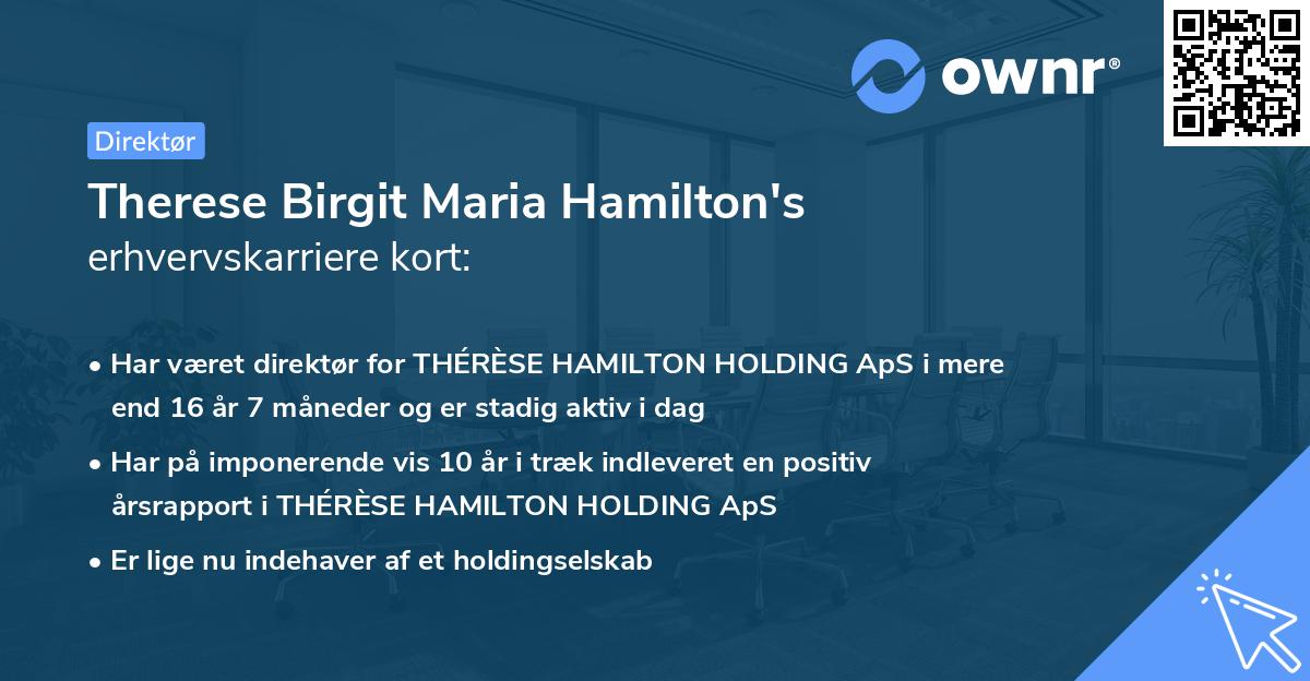 Therese Birgit Maria Hamilton's erhvervskarriere kort