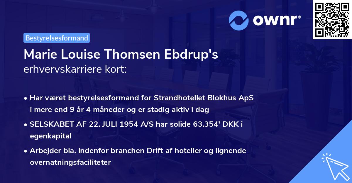 Marie Louise Thomsen Ebdrup's erhvervskarriere kort