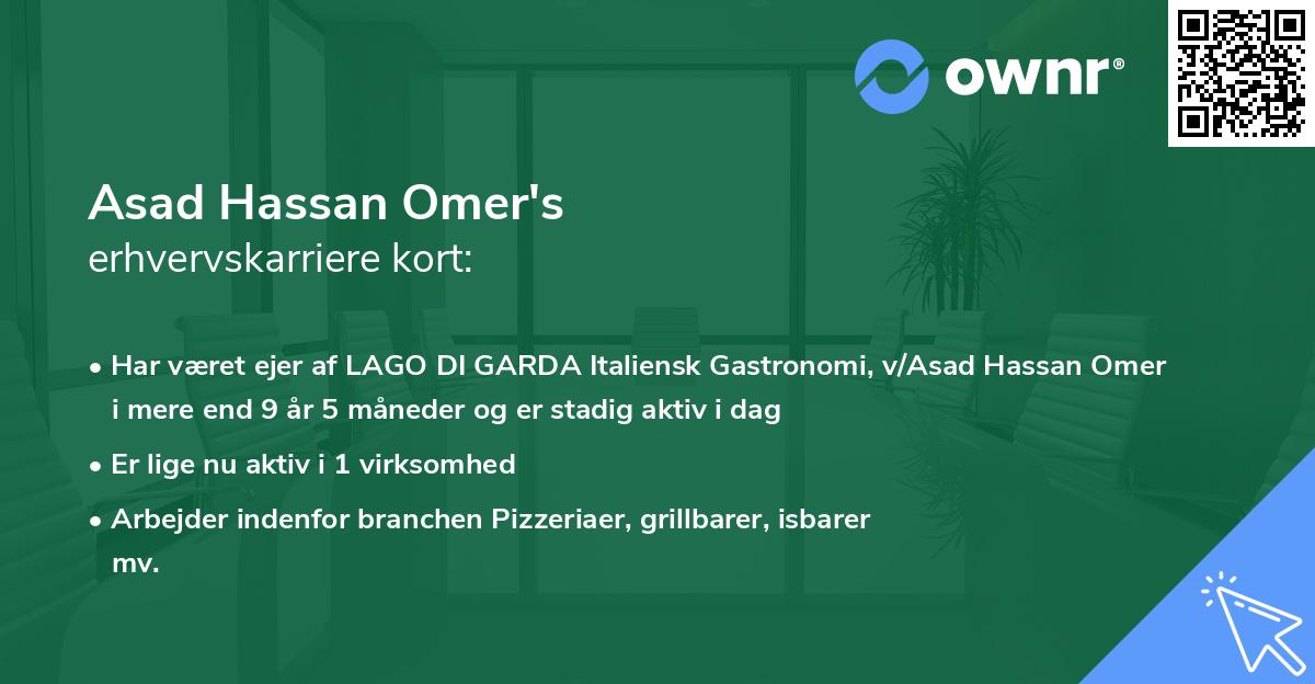 Asad Hassan Omer's erhvervskarriere kort