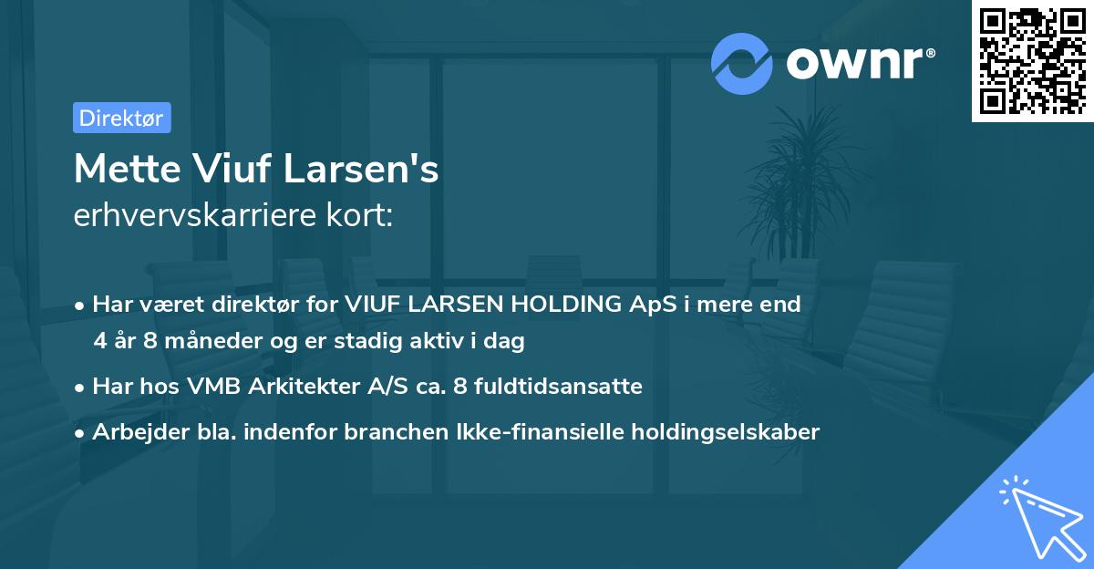 Mette Viuf Larsen's erhvervskarriere kort