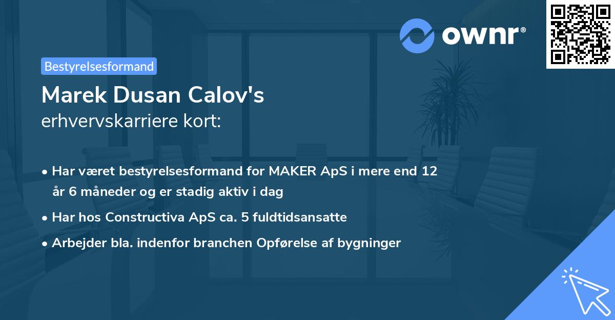 Marek Dusan Calov's erhvervskarriere kort
