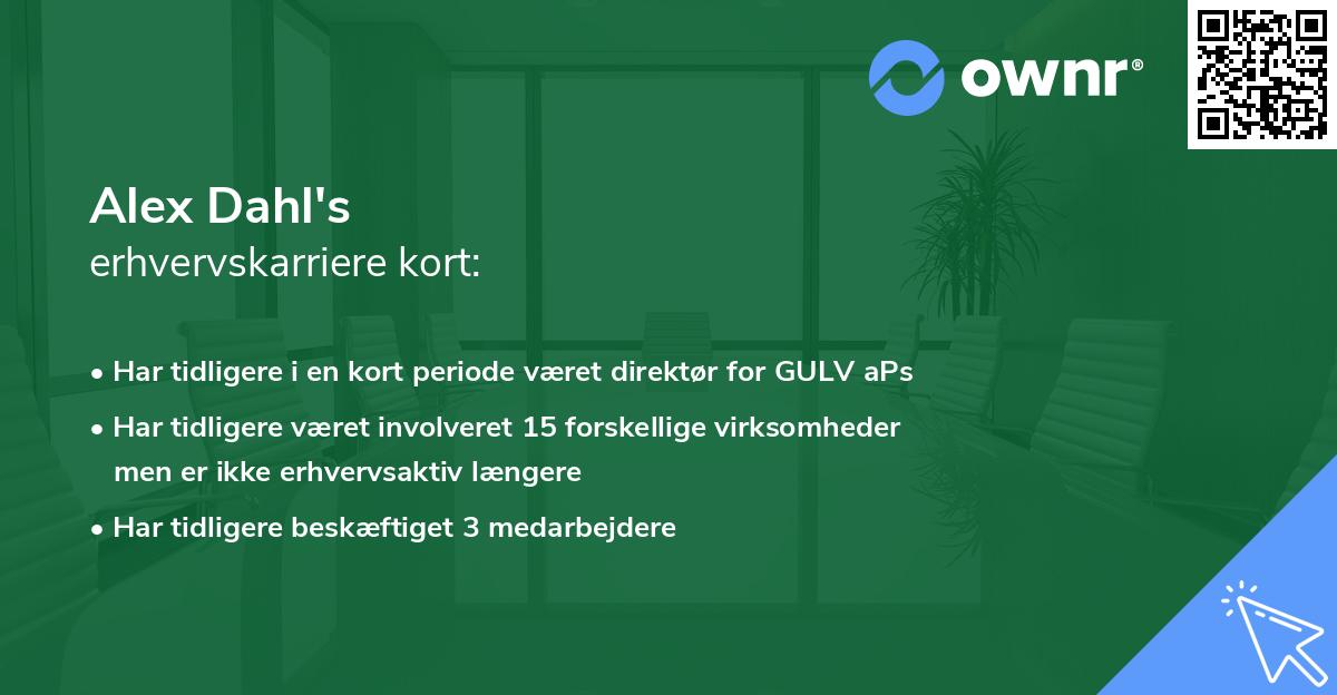 Alex Dahl's erhvervskarriere kort