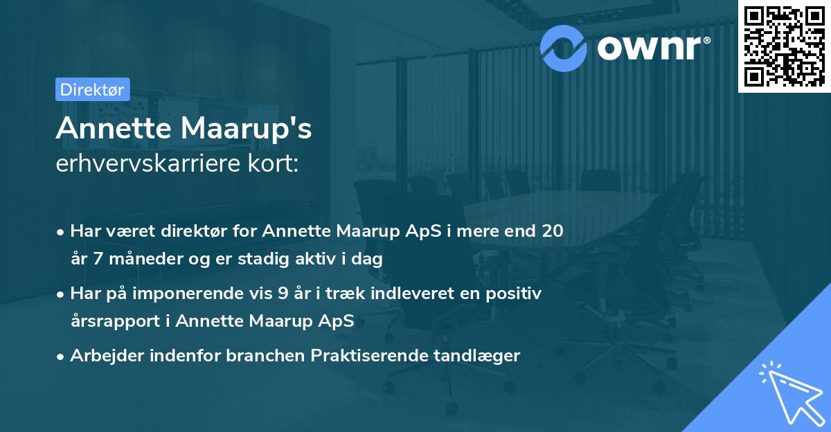 Annette Maarup's erhvervskarriere kort