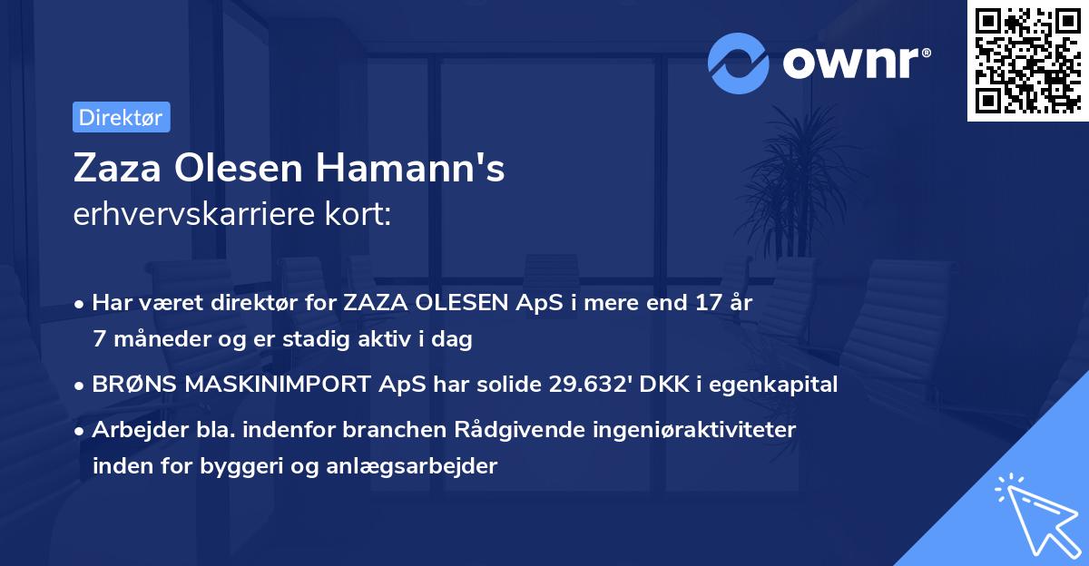 Zaza Olesen Hamann's erhvervskarriere kort