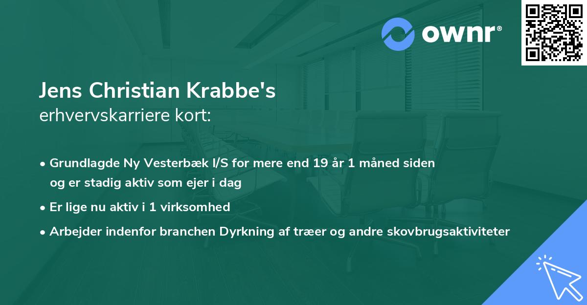 Jens Christian Krabbe's erhvervskarriere kort