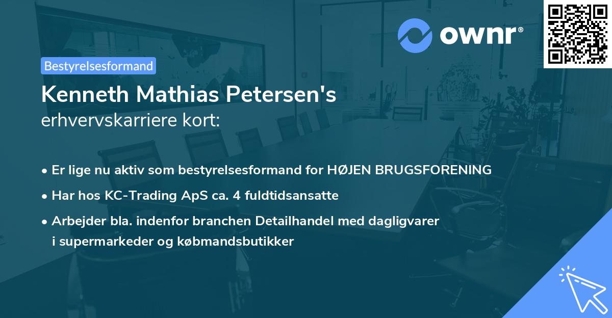 Kenneth Mathias Petersen's erhvervskarriere kort