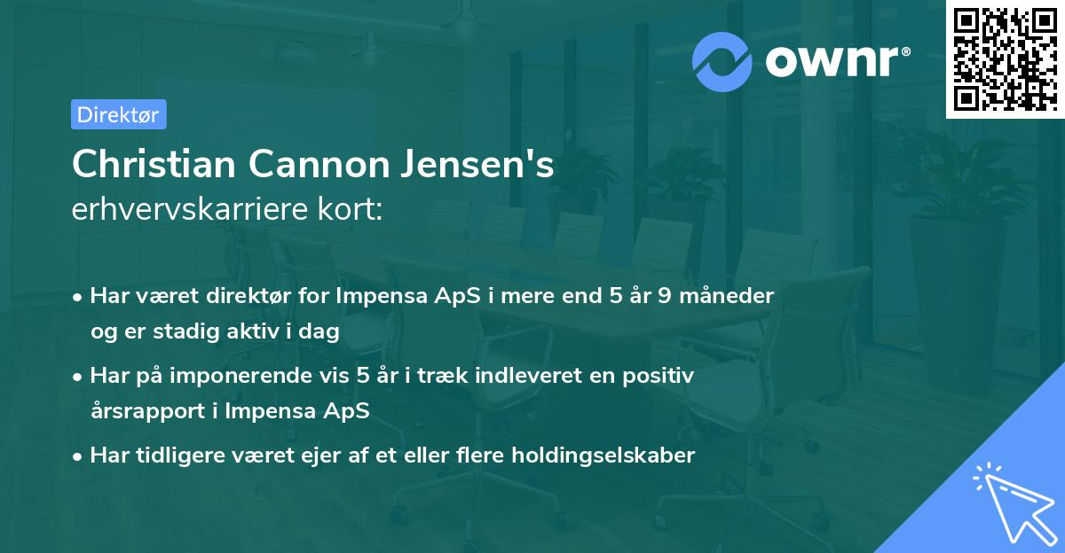 Christian Cannon Jensen's erhvervskarriere kort