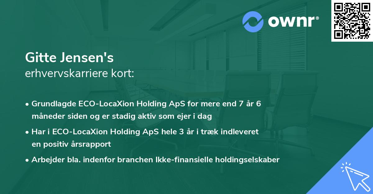 Gitte Jensen's erhvervskarriere kort