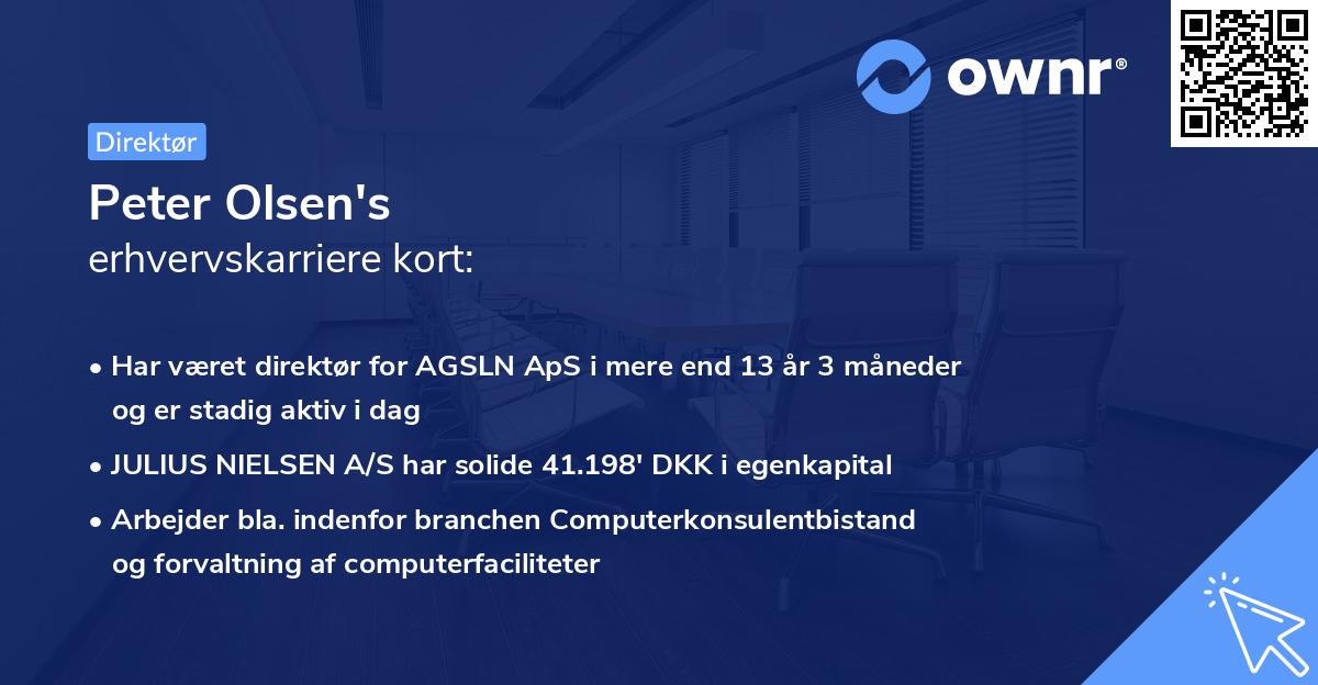 Peter Olsen's erhvervskarriere kort