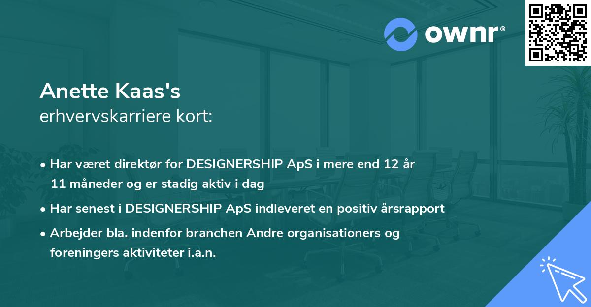 Anette Kaas's erhvervskarriere kort