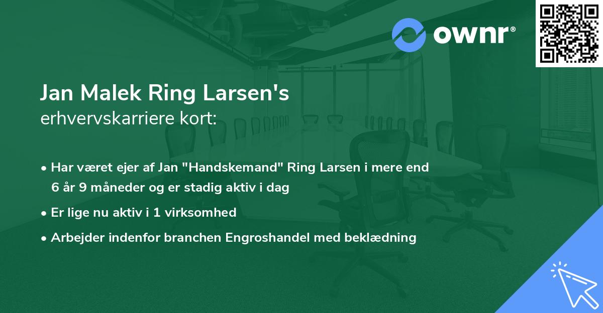 Jan Malek Ring Larsen's erhvervskarriere kort