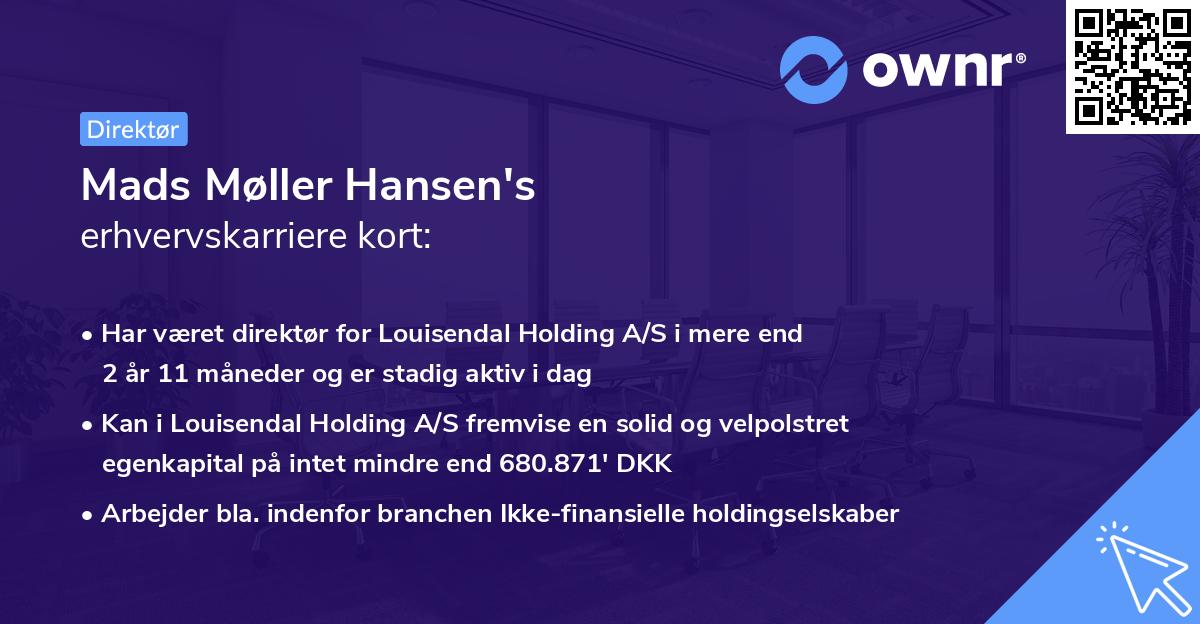 Mads Møller Hansen's erhvervskarriere kort