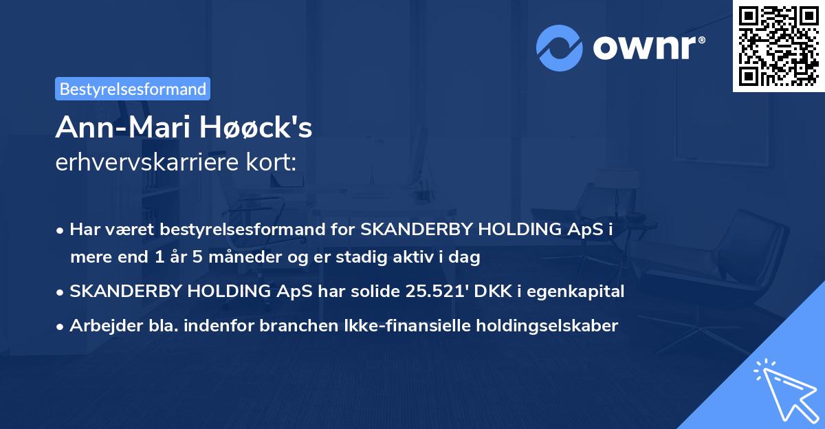 Ann-Mari Høøck's erhvervskarriere kort