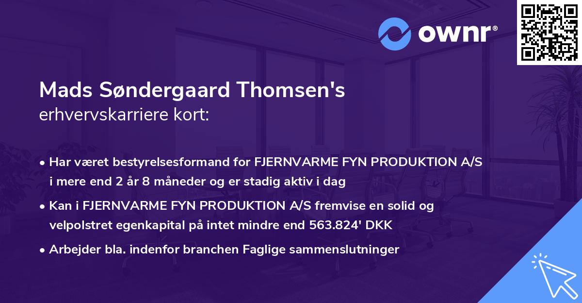 Mads Søndergaard Thomsen's erhvervskarriere kort