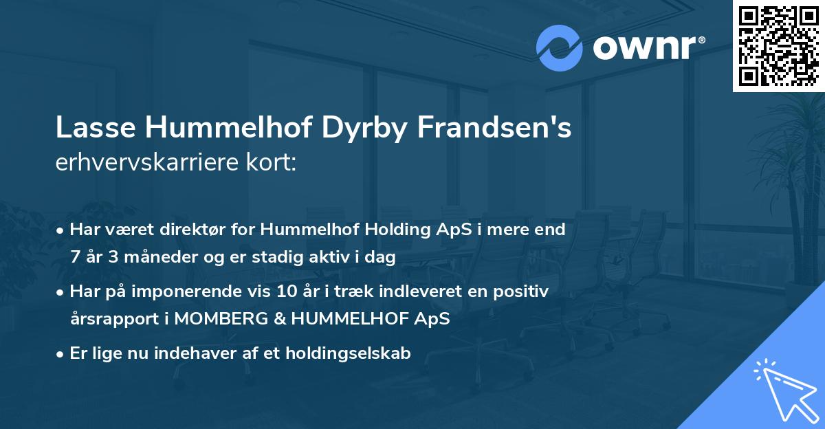 Lasse Hummelhof Dyrby Frandsen's erhvervskarriere kort