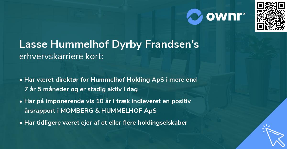 Lasse Hummelhof Dyrby Frandsen's erhvervskarriere kort