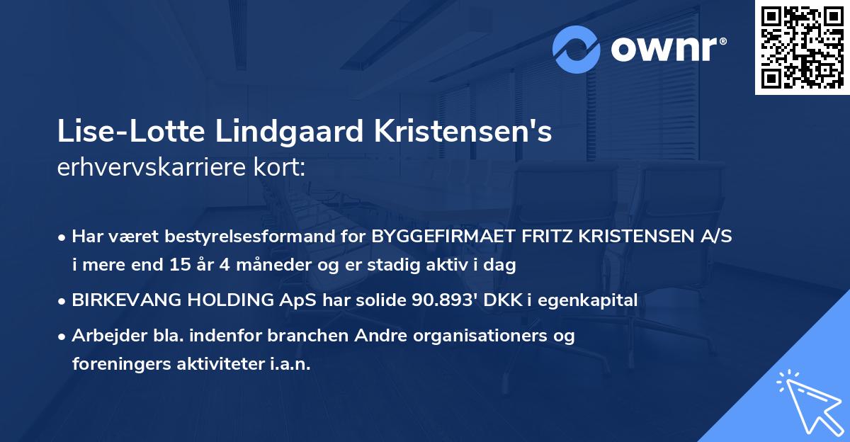 Lise-Lotte Lindgaard Kristensen's erhvervskarriere kort