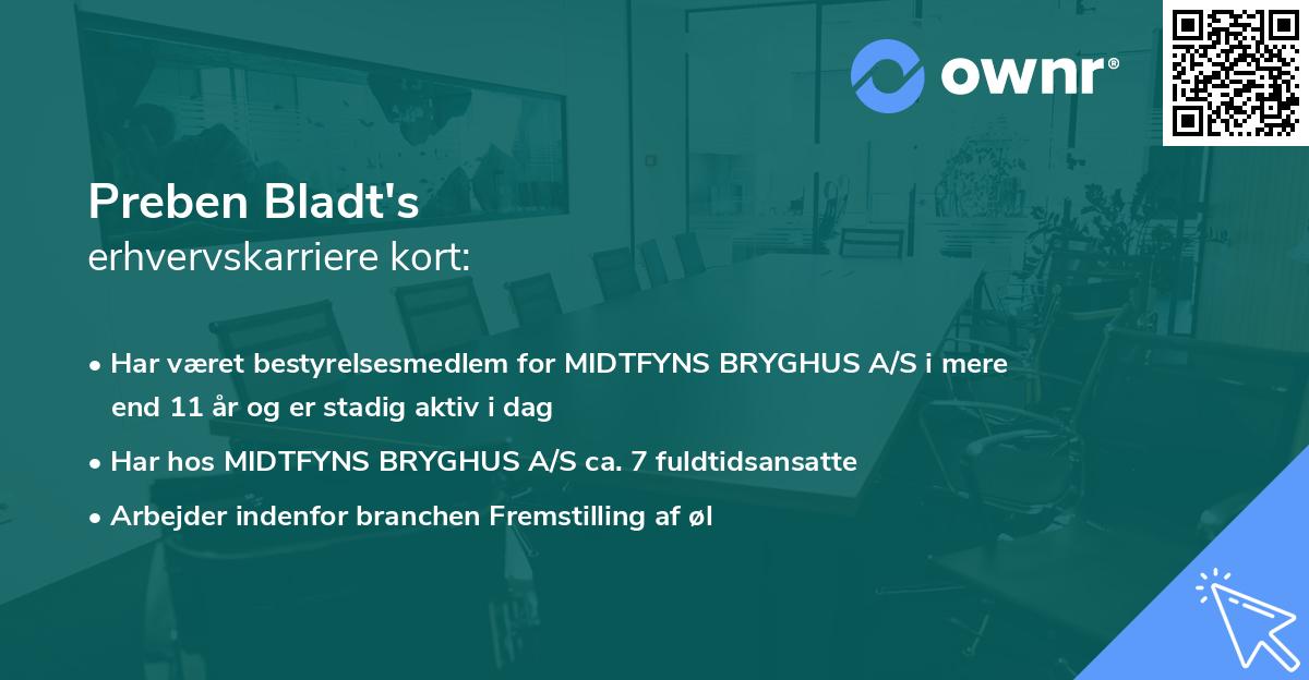 Preben Bladt's erhvervskarriere kort