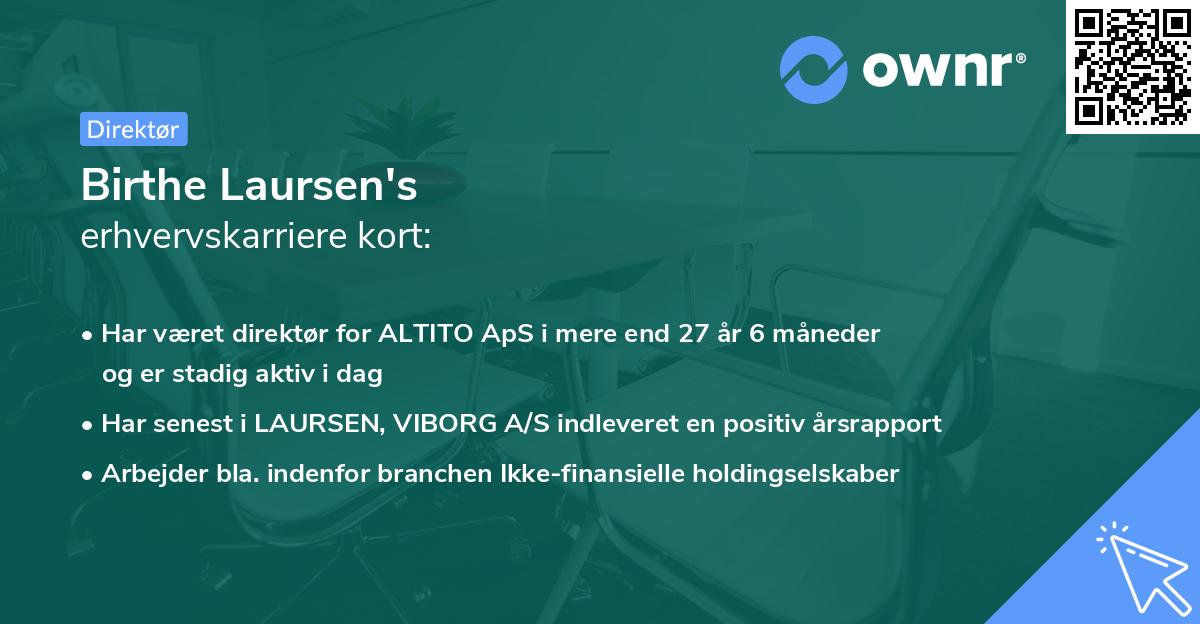 Birthe Laursen's erhvervskarriere kort