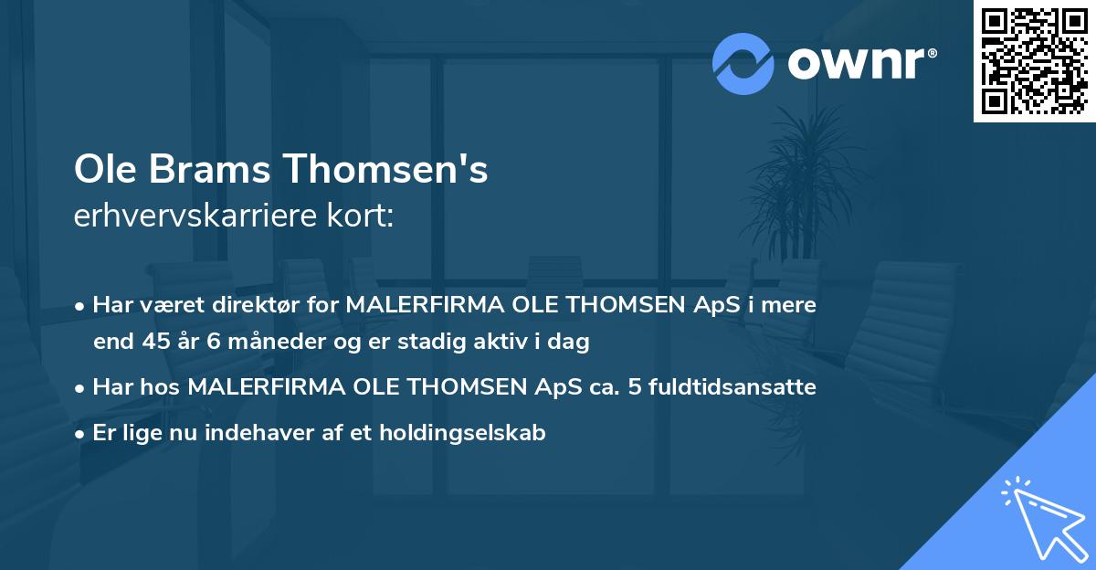 Ole Brams Thomsen's erhvervskarriere kort