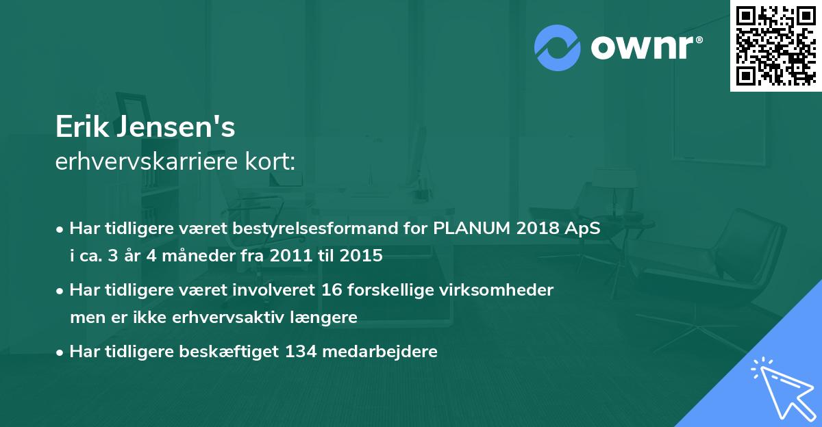Erik Jensen's erhvervskarriere kort