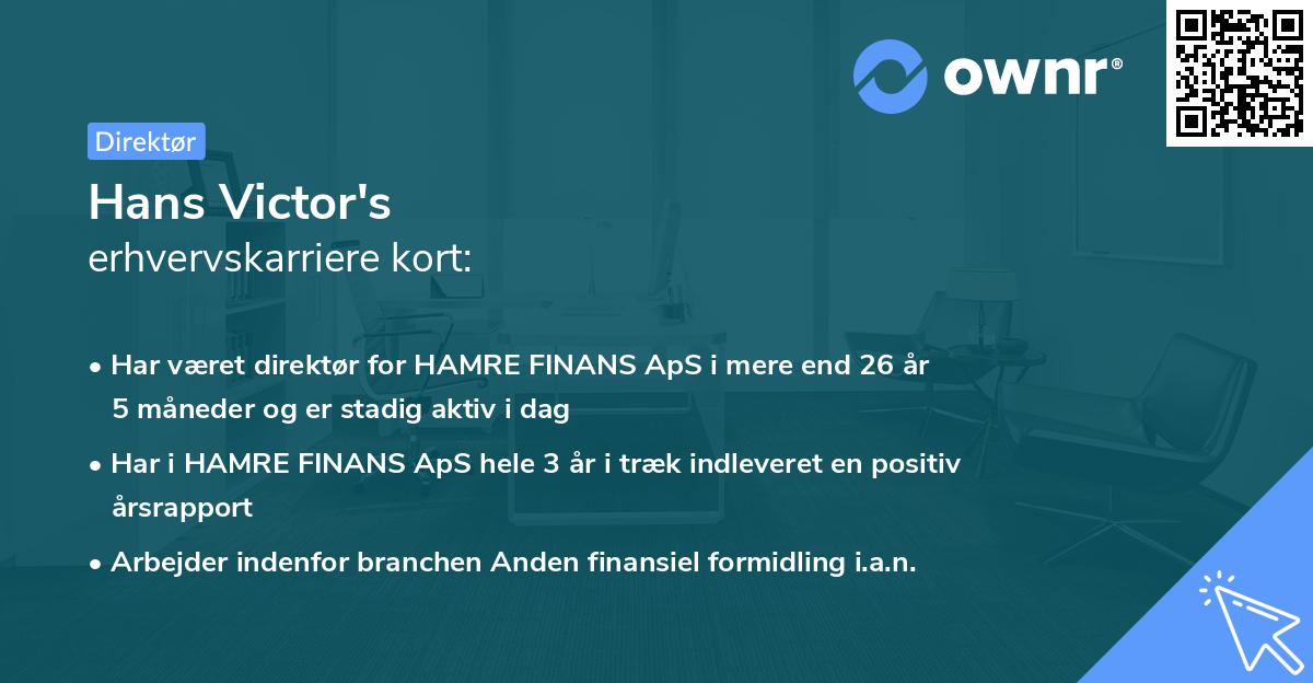 Hans Victor's erhvervskarriere kort