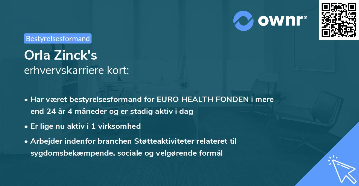 Orla Zinck's erhvervskarriere kort