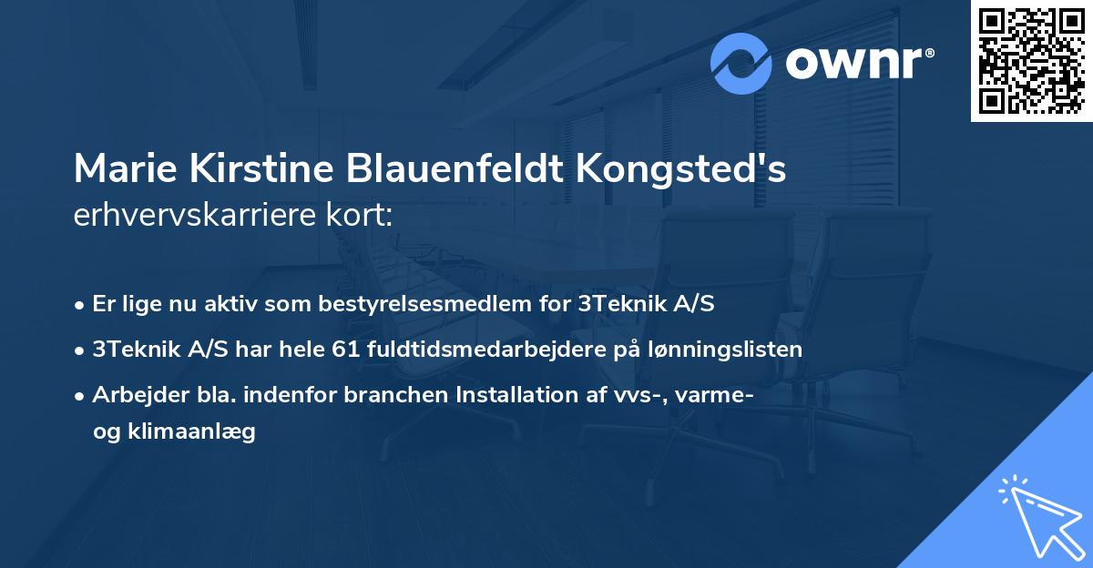 Marie Kirstine Blauenfeldt Kongsted's erhvervskarriere kort