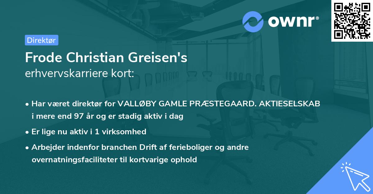 Frode Christian Greisen's erhvervskarriere kort