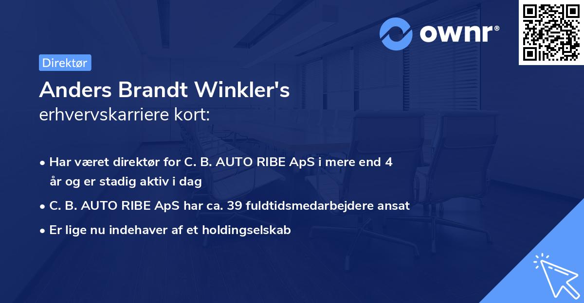 Anders Brandt Winkler's erhvervskarriere kort