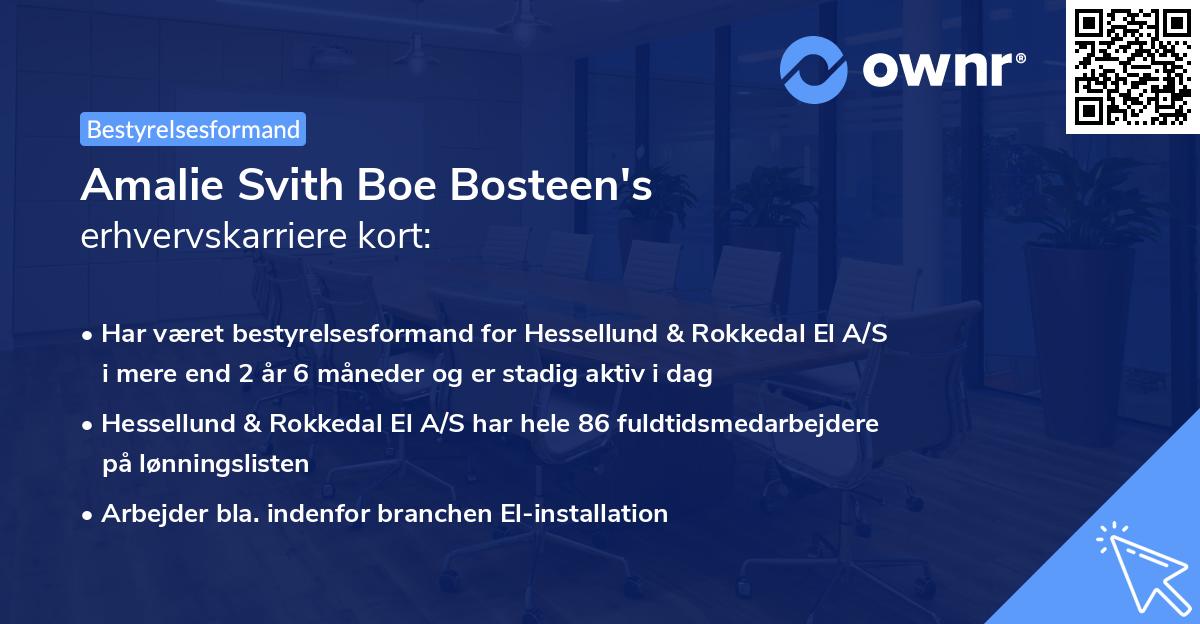 Amalie Svith Boe Bosteen's erhvervskarriere kort
